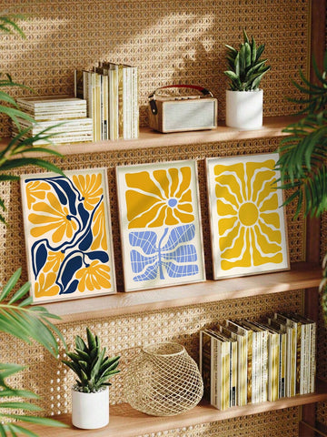 This vibrant yellow wavy floral canvas art brings a modern, minimalist touch to your living room or office decor. Its bold color and elegant design add a touch of liveliness to any space. Made with high-quality canvas, this art piece is durable and long-lasting. Elevate your space with this unique and eye-catching addition.
