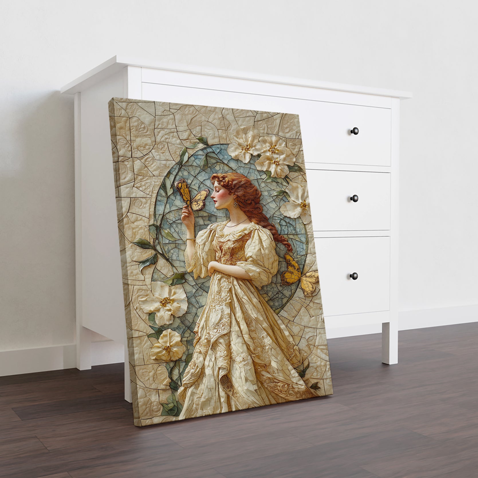 Enhance your living space with our stunning Victorian Butterfly Garden Canvas Wall Art. Featuring a vintage floral mosaic print, this elegant piece is perfect for adding a touch of beauty to your living room, sofa backdrop, bedside, or any other area in your home. A timeless addition to your home decor.