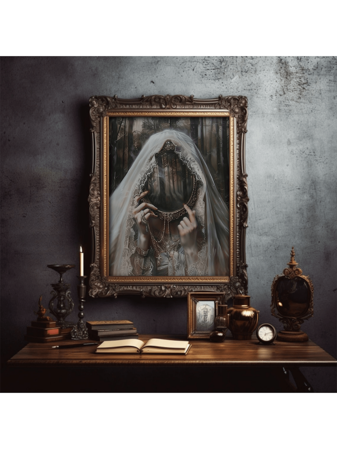 Elevate your space with the Victorian Mirrored Forest Art Poster, a striking piece that blends gothic elegance with moody, atmospheric charm. Perfect for stylish homes and dorm rooms, this poster captures a mirrored forest scene that adds depth and intrigue to any wall. Its sophisticated design complements a range of decor styles, creating a captivating focal point that invites reflection and imagination. Ideal for those seeking unique, artful accents with a timeless Victorian influence.
