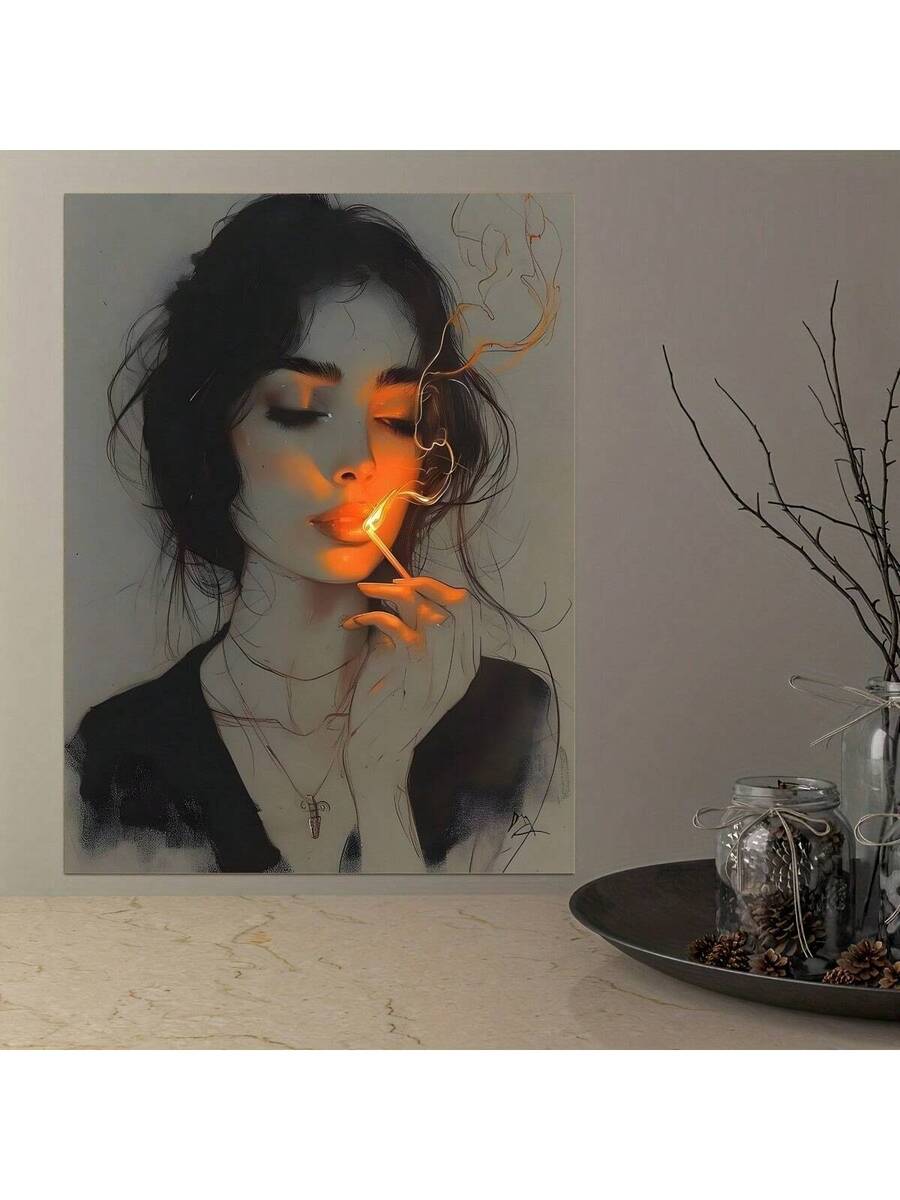 Bring vintage charm into your modern home with this striking lit match portrait canvas print. Featuring a captivating figure design in rich multicolor tones, this retro-inspired artwork adds character and warmth to any dining room or living space. Crafted on premium canvas, this unframed hanging painting combines classic aesthetics with contemporary practicality. The waterproof finish protects against moisture and fading, while the removable design allows you to refresh your décor whenever inspiration strik