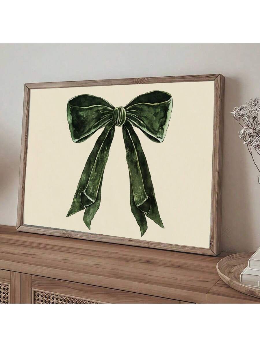 Add a touch of vintage charm to your space with our beautiful canvas art featuring a dark green bow. Perfect for creating a girly aesthetic, this wall decor adds style and personality. Made with high quality materials, it's a must-have for any vintage lover.