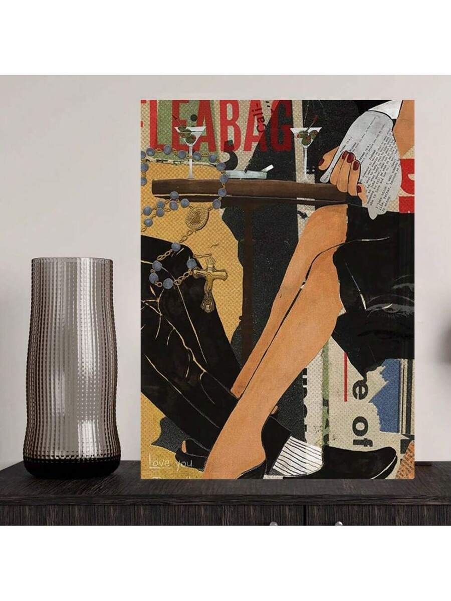 Add a touch of vintage charm to your home decor with our colorful and funky framed canvas posters. The eclectic design featuring a bar cart is sure to bring a unique vibe to any room. Perfect for those looking for a nostalgic and stylish aesthetic.