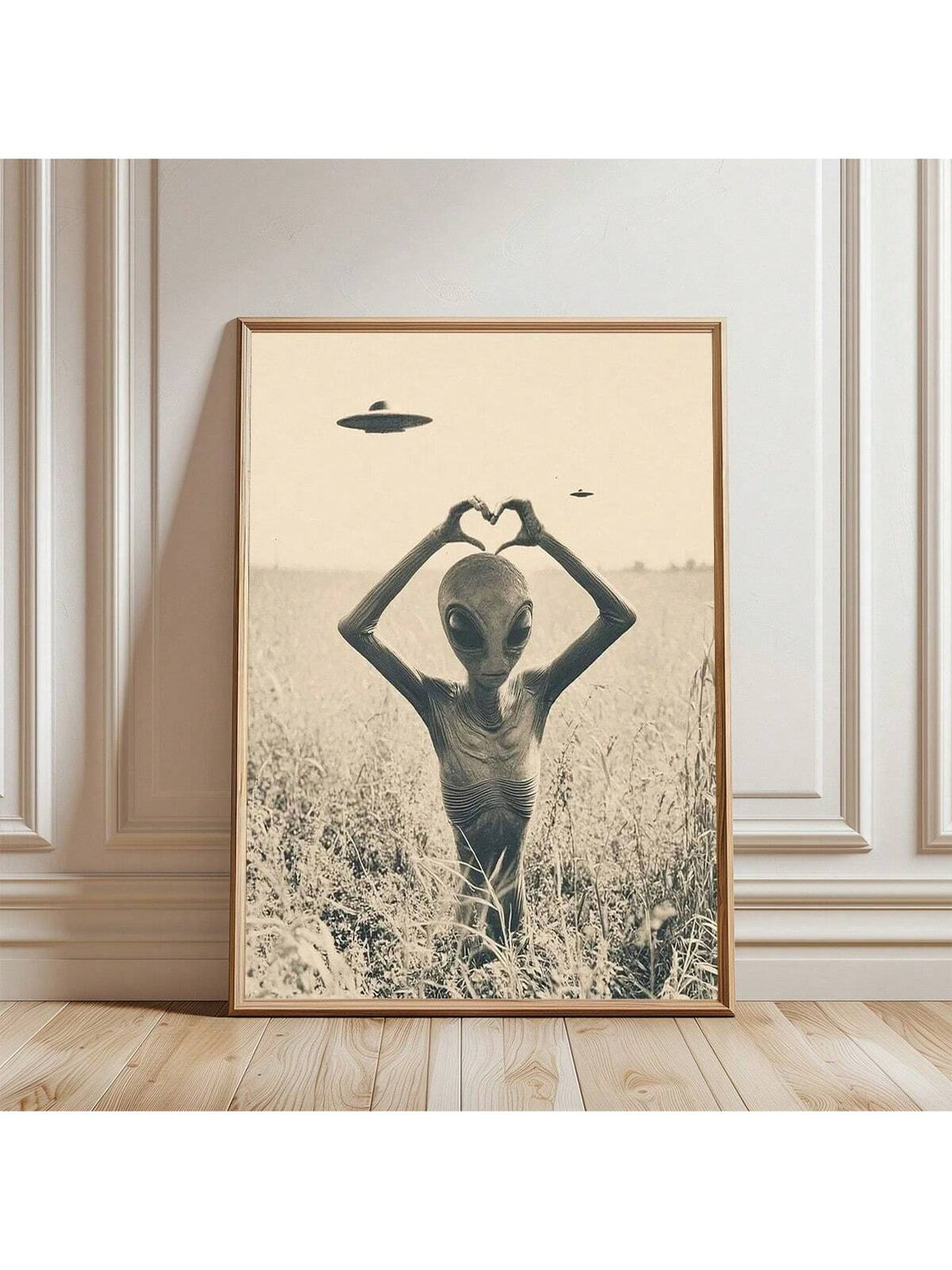 Transform your space with this captivating vintage alien canvas wall art, expertly designed for collectors and sci-fi enthusiasts. Featuring striking retro-inspired imagery of extraterrestrial subjects and UFO themes, this piece brings an authentic paranormal aesthetic to any room. The high-quality canvas construction ensures durability and vibrant color retention, while the timeless vintage style complements both modern and eclectic interiors.