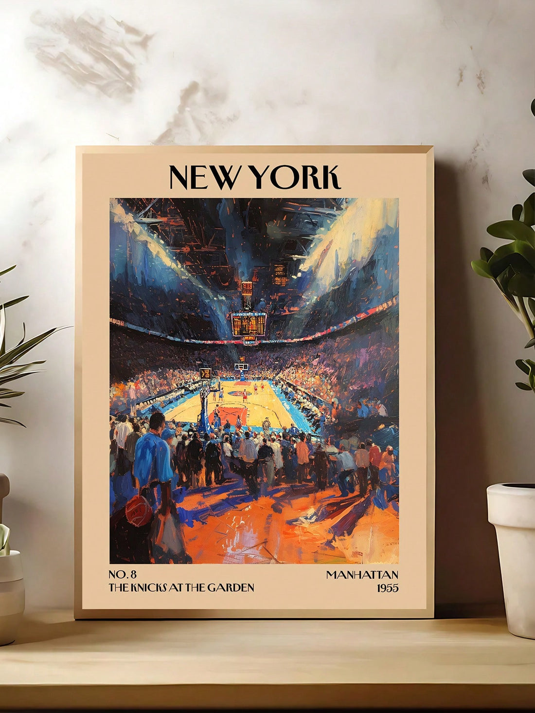 Elevate your space with this striking vintage basketball painting poster, where impressionist techniques bring dynamic energy to classic sports imagery.