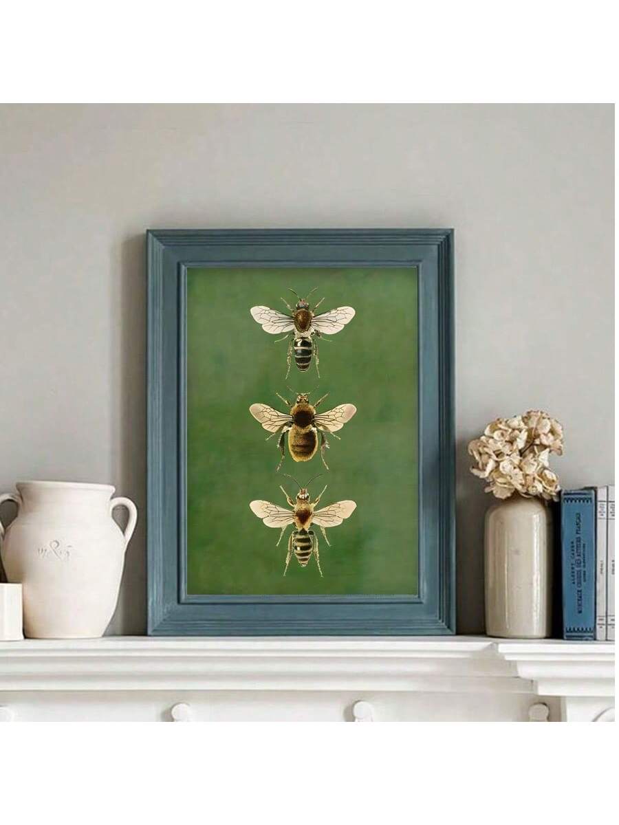 Elevate your living space with the Vintage Bee Canvas Wall Art, featuring an elegant olive green background and a subtle golden frameless design. This piece combines classic charm with modern minimalism, making it a refined addition to any stylish home decor. Its detailed bee illustration adds a touch of nature-inspired sophistication, perfect for creating a warm and inviting atmosphere. Crafted for durability and visual impact, this canvas print is ideal for those seeking expert-level aesthetic enhancement