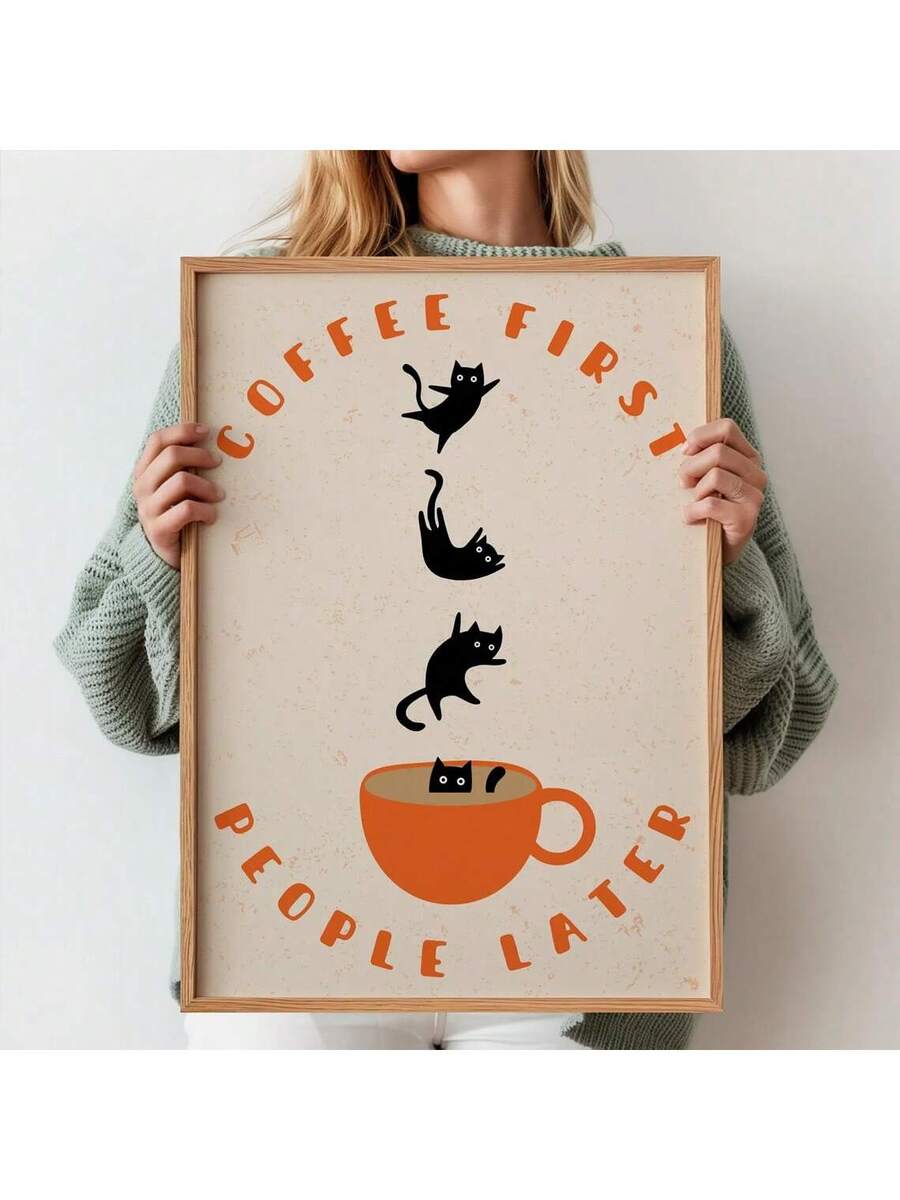 Bring playful charm to your space with this vintage black cat diver canvas art print. Perfect for coffee lovers and cat enthusiasts, this funny graphic design combines whimsical cartoon style with modern aesthetic appeal.