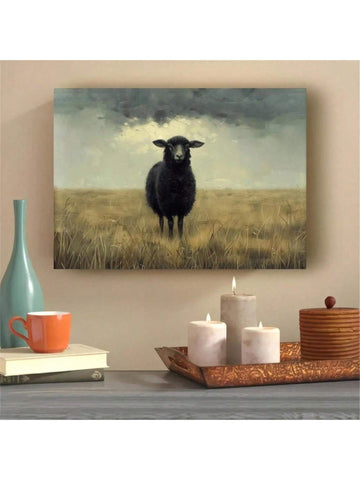 Add rustic charm to your living space with this sophisticated Vintage Black Sheep Canvas Art Print. This unframed piece showcases a timeless pastoral motif executed with meticulous attention to detail. The monochromatic palette ensures versatile placement in various interior design schemes, while the vintage aesthetic adds character and depth to any wall. Perfect for farmhouse, traditional, or eclectic décor styles.