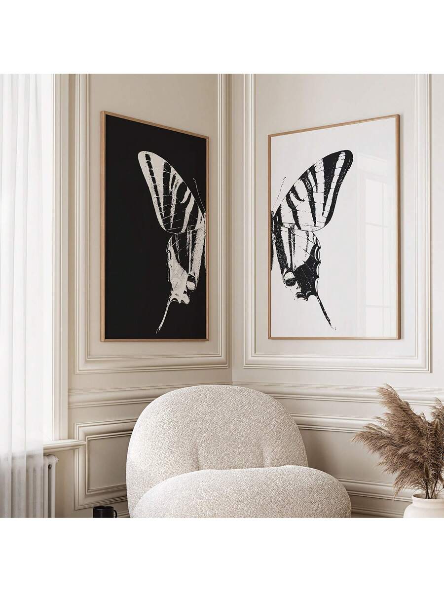Transform your space with this stunning vintage black and white butterfly sketch mural art. Featuring delicate, hand-drawn butterfly illustrations in a timeless pastorale style, this two-piece canvas set brings sophistication and natural beauty to any room. The removable design offers flexibility for renters and those who love to refresh their décor. Perfect for bedrooms, living rooms, dining areas, or bathrooms, these unframed paintings work beautifully as standalone pieces or layered with existing artwork