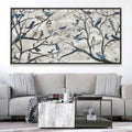 Blue birds tree branches framed wall art