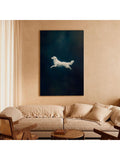 Experience the regal charm of a majestic golden retriever with this Vintage Blue & Gold Framed Canvas Art. Add a touch of sophistication to your home decor with this elegant wall decor piece, featuring a timeless color combination of blue and gold. Let this piece be a statement of your love for this beloved breed.
