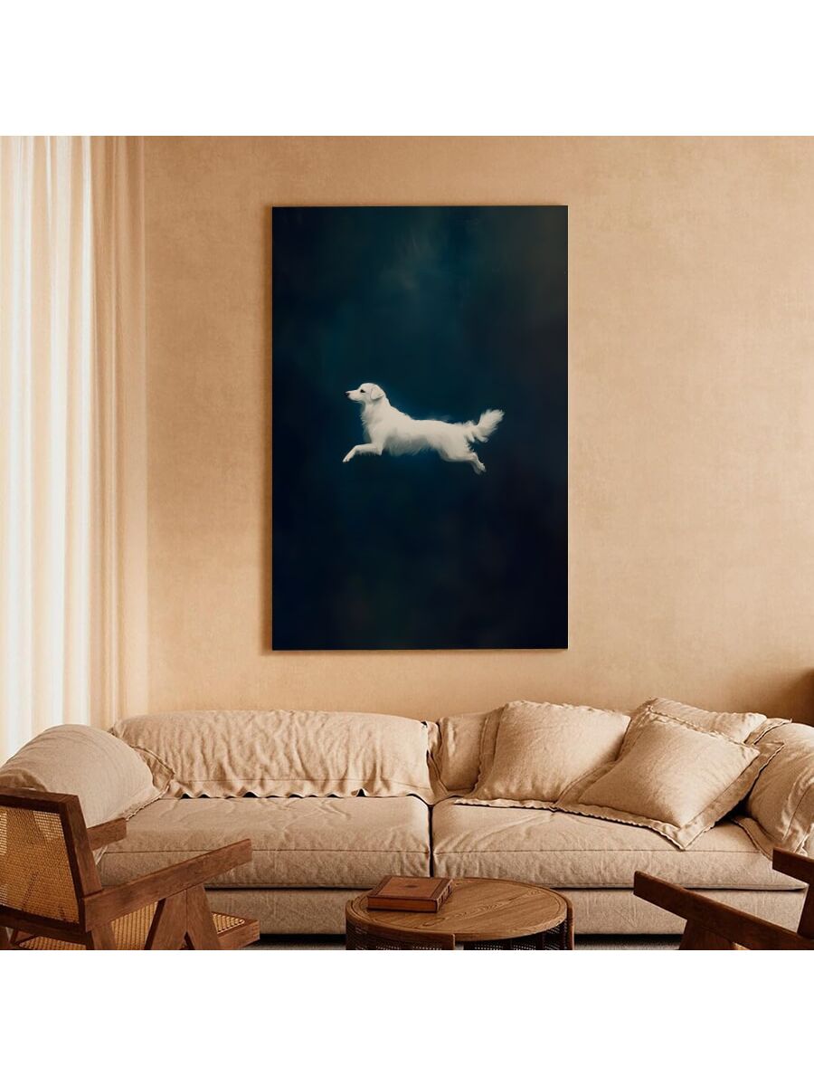 Experience the regal charm of a majestic golden retriever with this Vintage Blue &amp; Gold Framed Canvas Art. Add a touch of sophistication to your home decor with this elegant wall decor piece, featuring a timeless color combination of blue and gold. Let this piece be a statement of your love for this beloved breed.