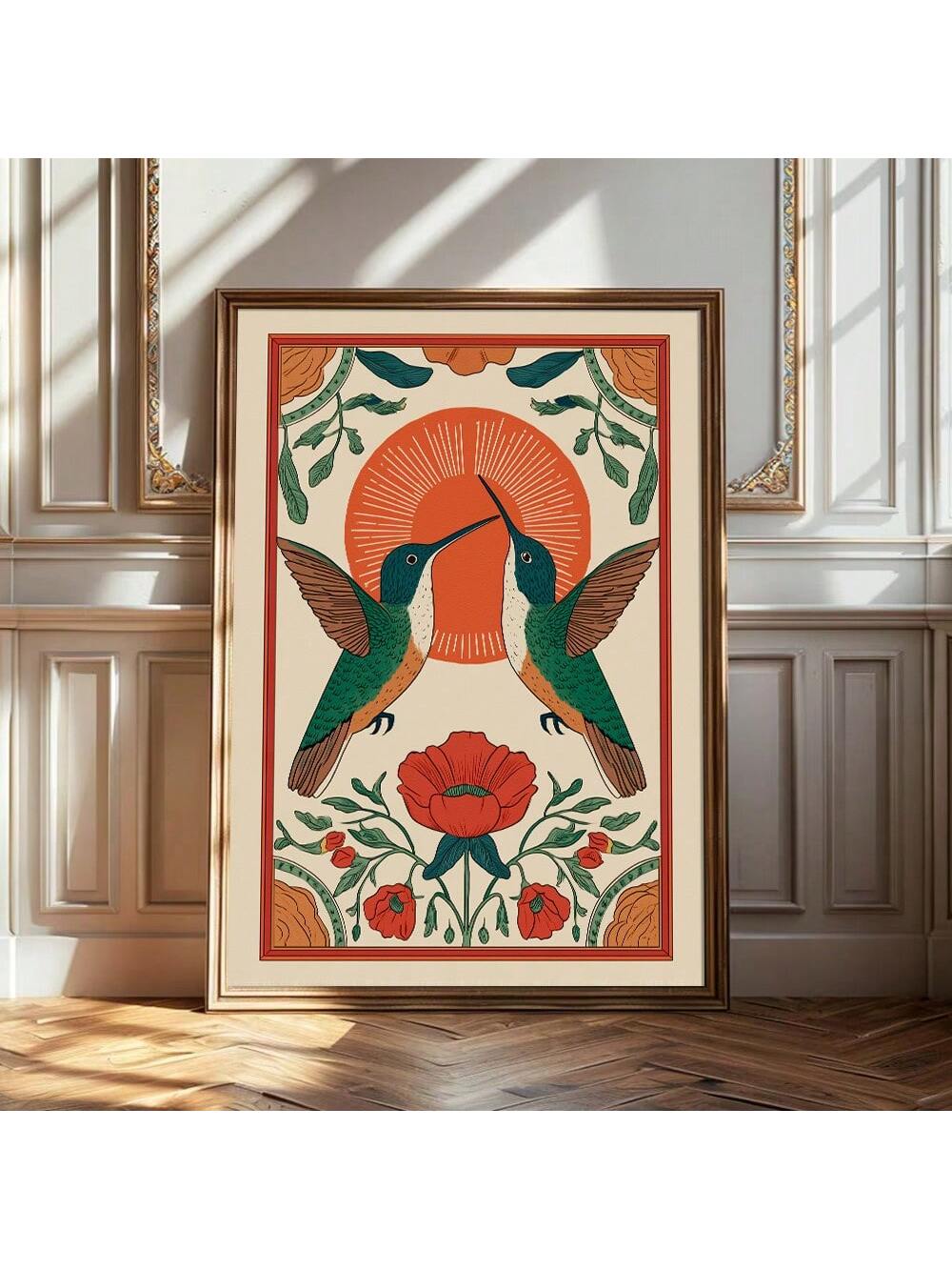 Elevate your living space with this Vintage Boho Floral Hummingbird Canvas Print, featuring detailed folk art that blends timeless charm with modern style. This unframed poster highlights intricate floral patterns and a delicate hummingbird, perfect for adding a sophisticated, artistic accent to any room. Its versatile design complements a variety of decor styles, making it an ideal choice for those seeking a curated, elegant atmosphere. Crafted on high-quality canvas, this print offers lasting visual appea
