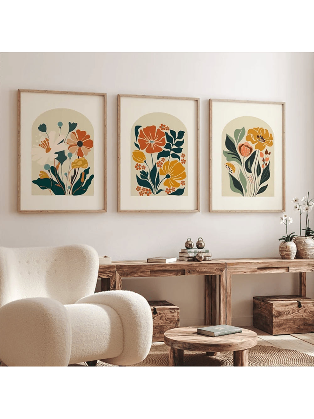 Elevate your living space with this Vintage Boho Floral Wall Art Set, featuring three frameless canvas prints that blend timeless floral designs with bohemian charm. Perfectly suited for bedrooms and living rooms, these prints add a sophisticated aesthetic without overwhelming your decor. The frameless design offers a modern, clean look that enhances any wall, creating a serene and stylish atmosphere. Crafted for durability and visual appeal, this set is an expert choice for those seeking to enrich their ho