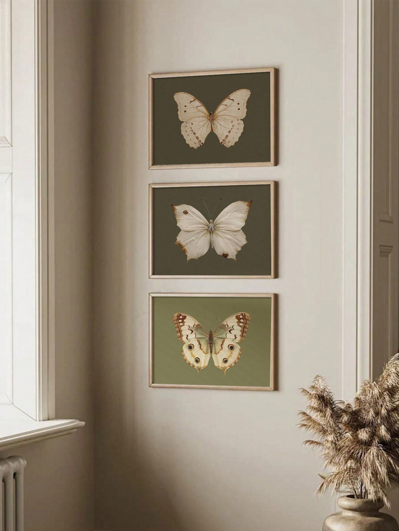 Explore the beauty and sophistication of vintage decor with this 3-piece unframed wall art set. Featuring stunning butterfly prints, this set adds a touch of classic elegance to any home. Timeless and eye-catching, these prints are perfect for any art lover or home decorator. Made with high-quality materials, these prints are sure to stand the test of time.