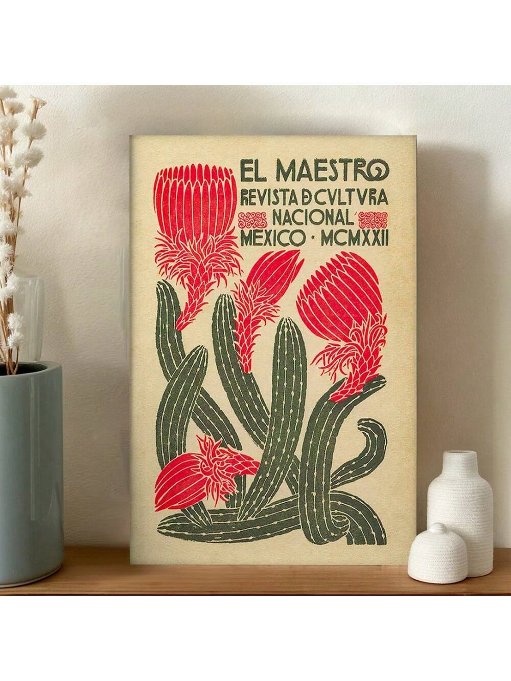 Travel back in time with our Vintage Cactus Wall Art Poster featuring a hand-drawn design of El Maestro, a key figure in Mexican culture. This unique piece combines art and travel, making it the perfect addition to any home or office. Celebrate Mexican heritage with this one-of-a-kind decor.