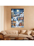 This framed canvas art features a vintage Christmas village, perfect for adding a touch of retro winter wonderland charm to your home decor. Made with high-quality materials, it will bring a nostalgic and festive touch to any room.