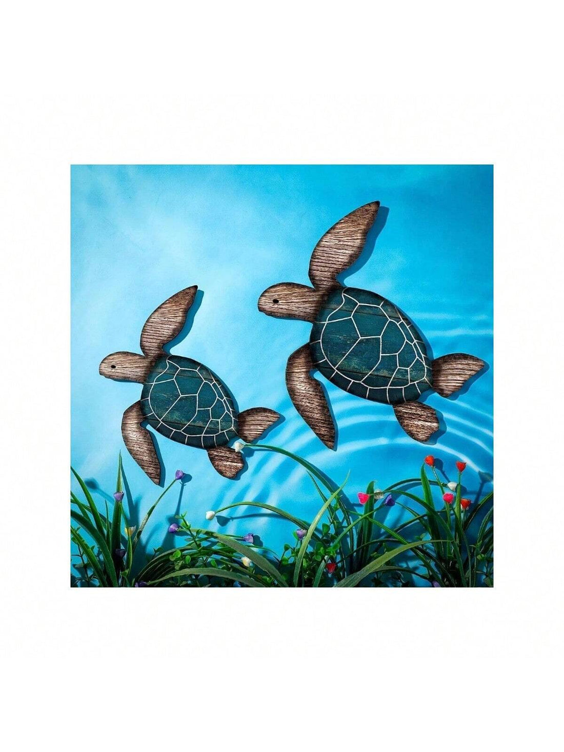 Elevate your beach-inspired decor with our Vintage Coastal Charm: Wooden Sea Turtle Wall Art. Crafted from high-quality wood, this wall art features an intricately carved sea turtle design that adds a touch of charm to any room. Add a rustic, coastal feel to your home with this unique piece.