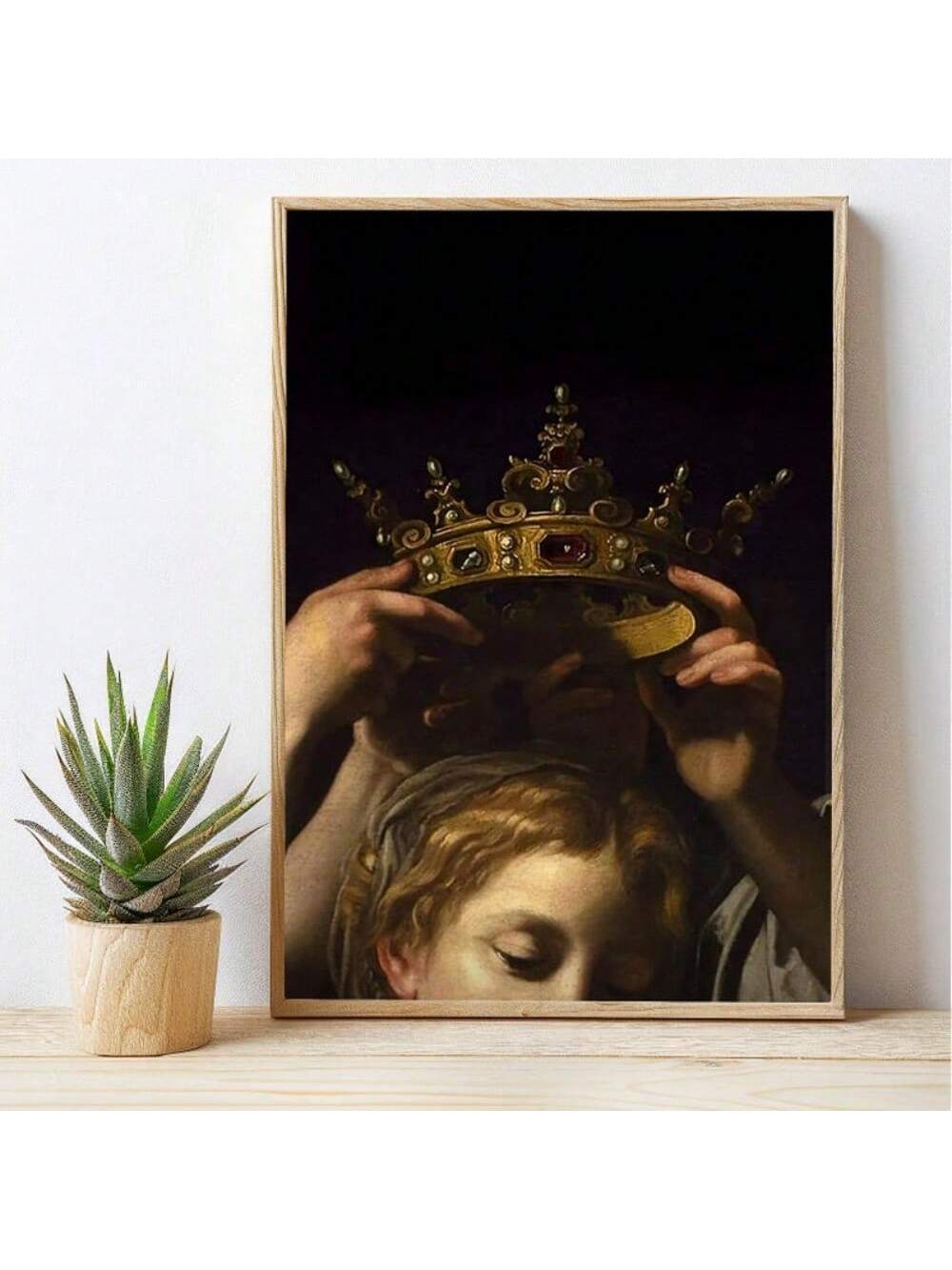 Elevate your space with this striking vintage crown art print, a sophisticated fusion of dark academia aesthetics and Renaissance-inspired design. 