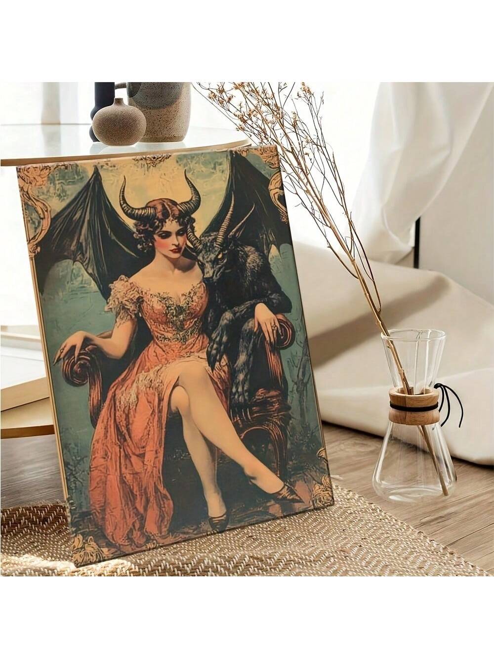 Elevate your space with this Vintage Demon Winged Beast Canvas Art Print, a striking piece of gothic wall decor perfect for living rooms, offices, or bedrooms. Crafted with attention to detail, this artwork brings a dark, mysterious ambiance that complements sophisticated interiors. Its timeless design adds depth and character, making it an ideal choice for those seeking to infuse their environment with a bold, artistic statement. Durable and ready to hang, this canvas print transforms any room into a capti