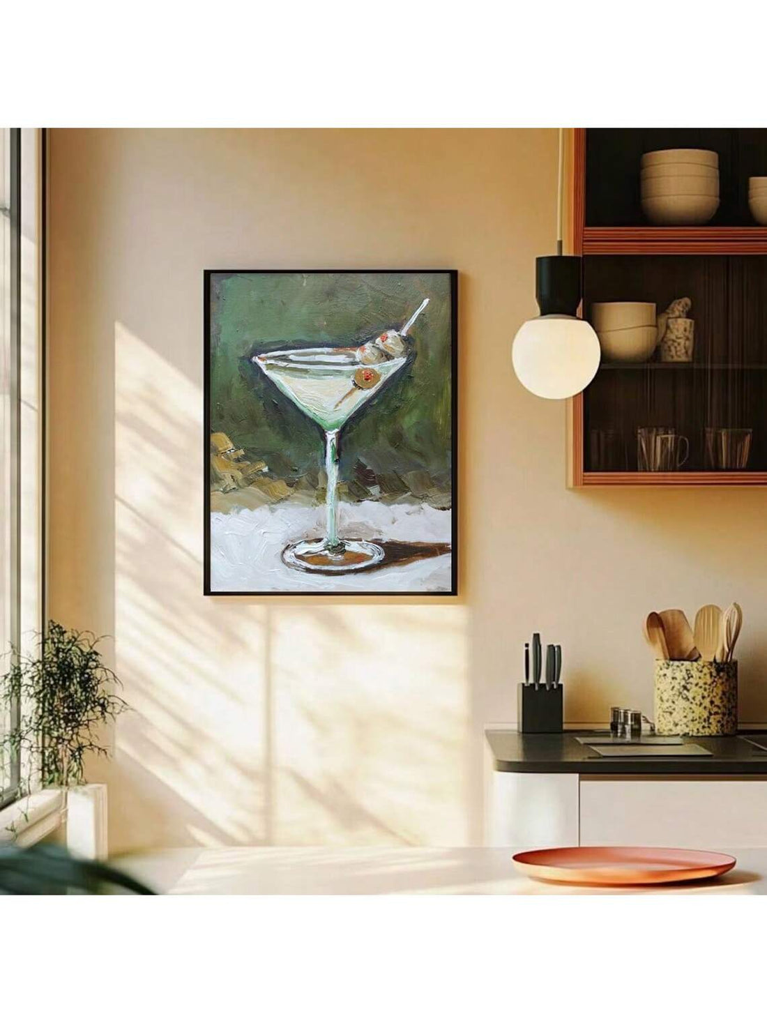 Elevate your entertaining space with this Vintage Dirty Martini Wall Art, a meticulously hand-painted oil painting that captures timeless bar cart charm. Perfectly suited for living room decor, this piece adds a sophisticated touch with its classic design, enhancing ambiance while reflecting your refined taste. Crafted with expert artistry, it brings warmth and personality to any setting, making it an ideal focal point for cocktail lovers and art enthusiasts alike.
