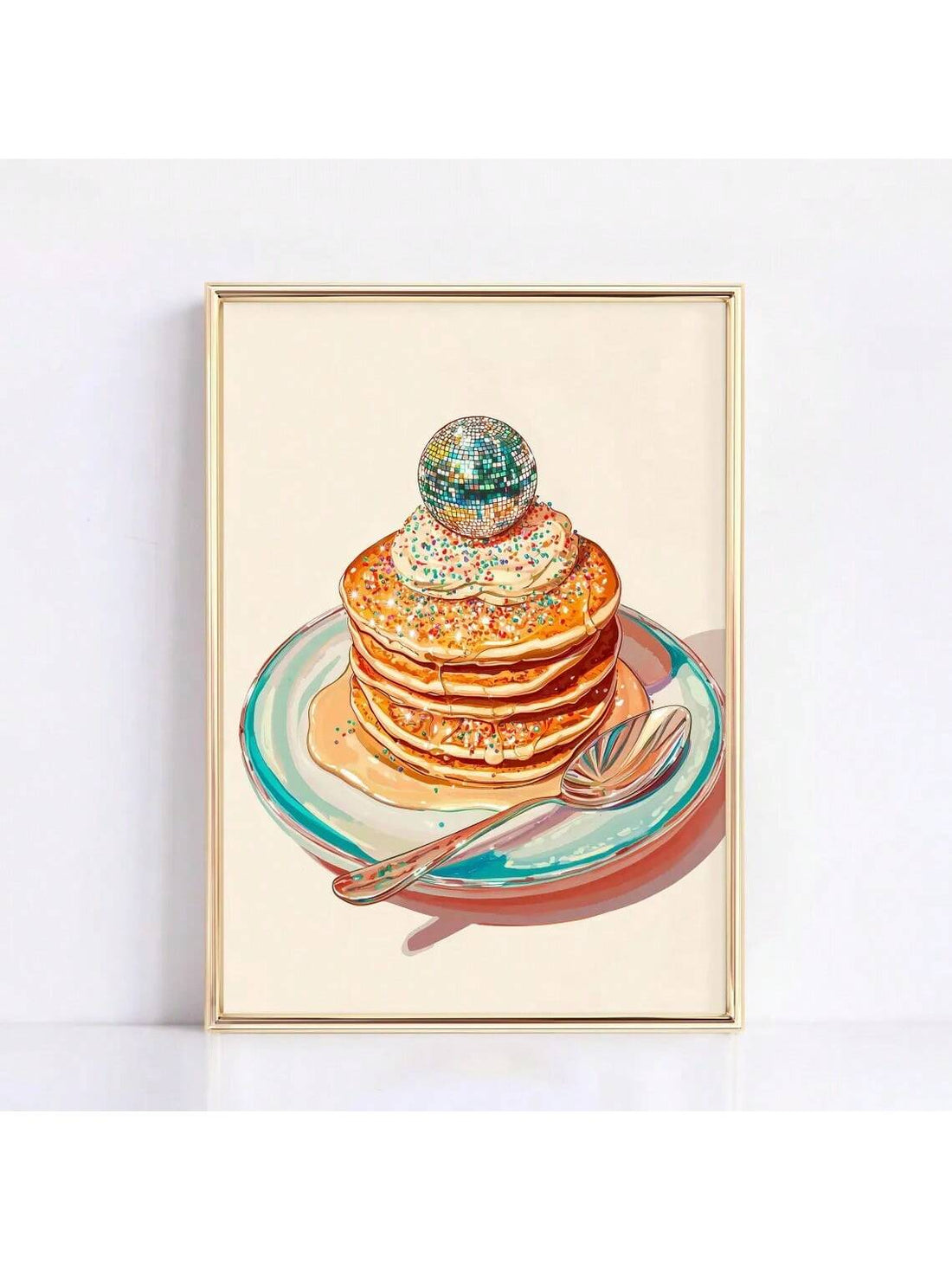 Celebrate retro charm with this Vintage Disco Pancake Wall Art, perfect for adding a unique touch to your kitchen or home decor. This aesthetic poster blends nostalgic disco vibes with playful pancake imagery, making it an ideal gift for enthusiasts of vintage style and culinary art. Crafted to enhance any space, it offers a distinctive visual appeal that sparks conversation and elevates your interior design with expert flair.
