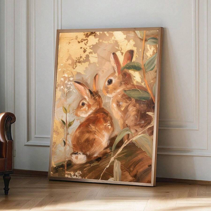Bring springtime charm to your home with this vintage-inspired Easter Bunny canvas wall art. Featuring a rustic rabbit design, this piece combines classic aesthetics with modern appeal, perfect for adding warmth to any room. Crafted on high-quality canvas, this artwork is waterproof and removable, making it ideal for renters and those who love to refresh their décor seasonally. Available in both framed and unframed options to suit your style and space. The delicate blend of animal, graphic, and botanical el