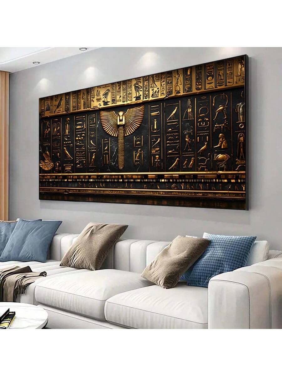 Capture the mystical appeal of ancient Egypt with our Vintage Egyptian Hieroglyphics Canvas Art. This frameless wall decor is a unique addition to modern living spaces, showcasing intricate hieroglyphics in a vintage style. Made with high-quality canvas and durable materials, this art piece is both elegant and lasting.