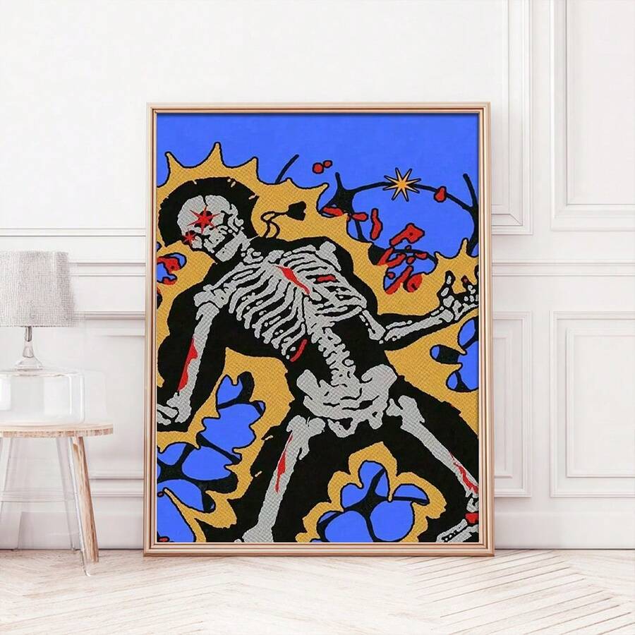 Vintage Electric Shock Skull Dark Aesthetic Canvas Poster