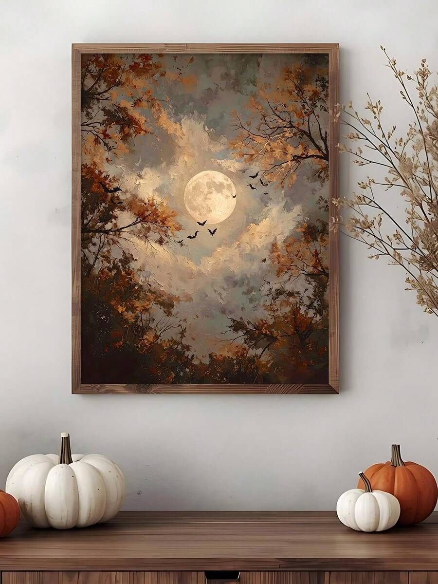 Full moon Halloween framed wall art