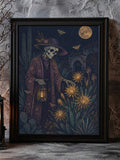 Vintage Gardener Skeleton Lantern Dark Gothic Desert Cactus Canvas Poster