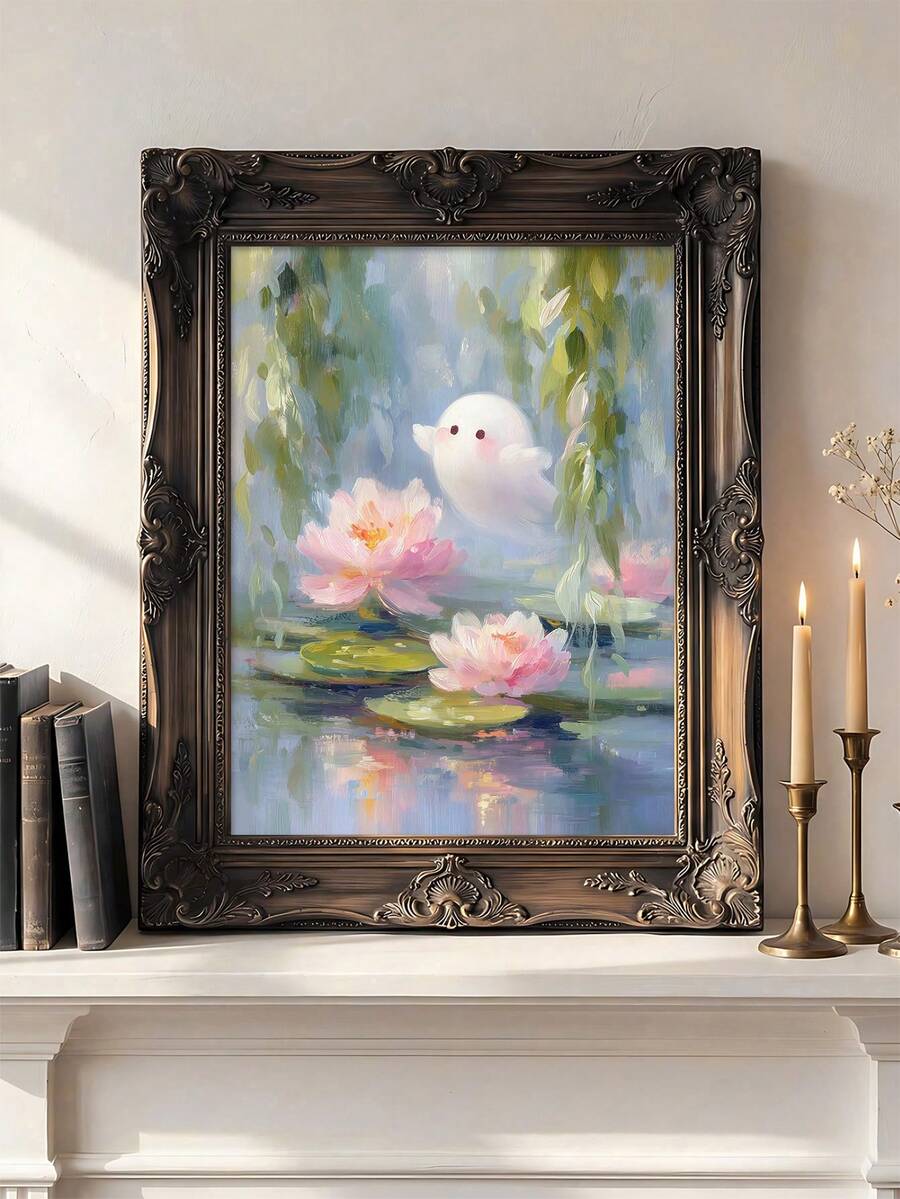 Rustic ghost autumn coquette canvas wall art