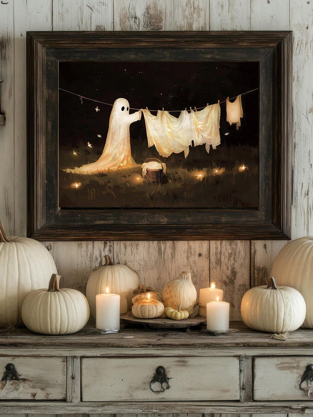 Add a touch of vintage charm to your Halloween décor with this Ghost Print Canvas Wall Art. Designed for easy hanging, it’s perfect for laundry rooms, hallways, or any space needing a subtle seasonal accent. The classic ghost illustration brings nostalgic Halloween spirit without overwhelming your existing style, making it an expert choice for tasteful holiday decoration. Durable canvas ensures lasting quality year after year.