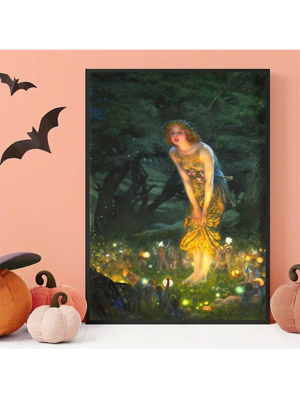 This Vintage Girl Portrait Canvas Print is the perfect addition to any Gothic-inspired decor. Featuring a beautiful vintage girl in a midsummer setting, this wall art adds a touch of elegance and mystery to any room. With its high-quality canvas and frameless design, it is an affordable and unique way to elevate your home decor.