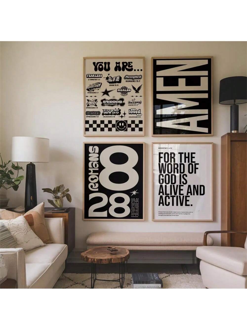 Elevate your space with this thoughtfully designed canvas print that merges spiritual inspiration with contemporary aesthetics. 