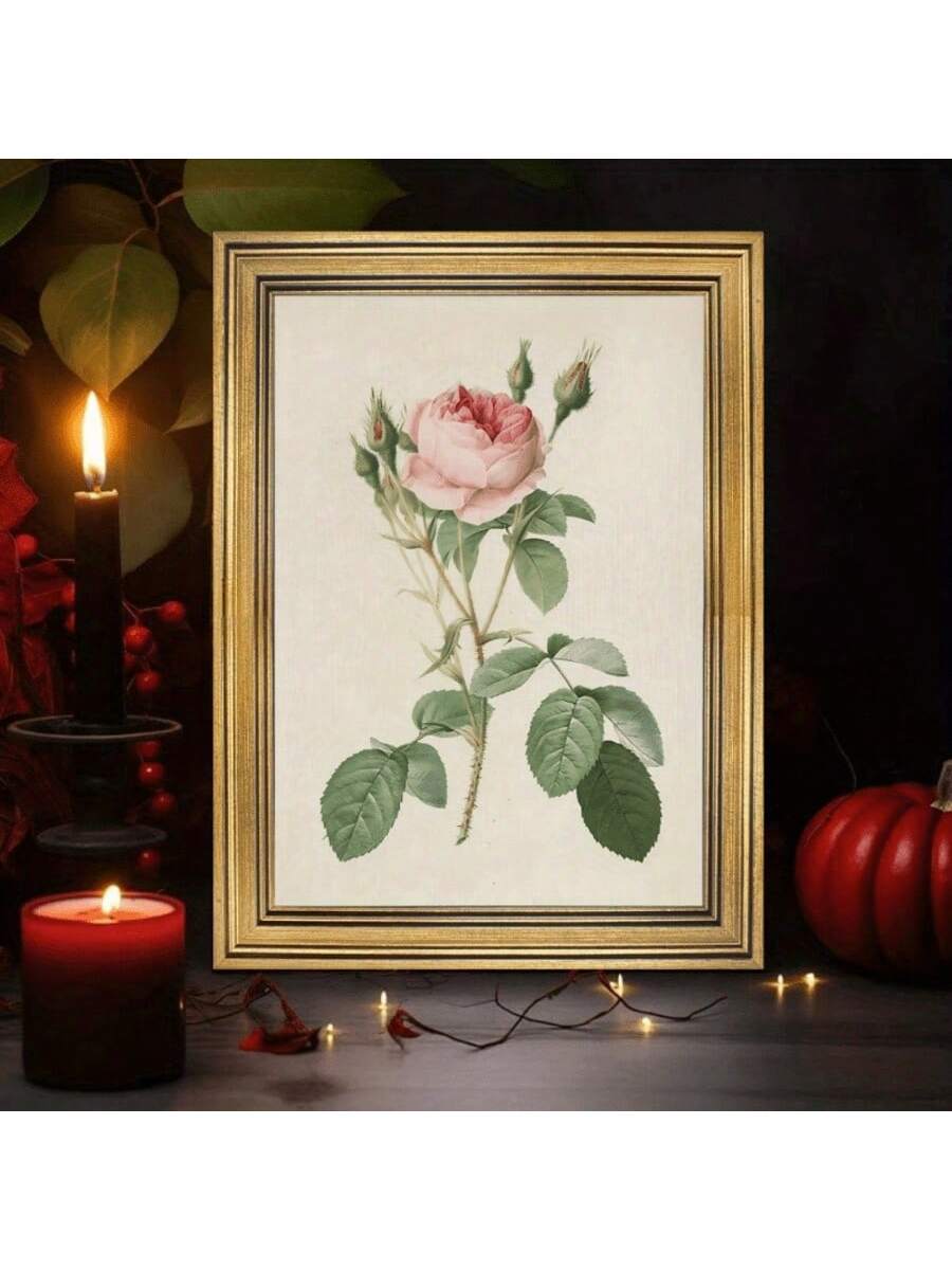 Elevate your space with this Vintage Golden Frame Floral Canvas Art Print, featuring an elegant antique rose design. Perfectly suited for home, living room, or office, this artwork combines classic charm with refined aesthetics. The golden frame enhances the floral motif, adding a timeless touch that complements various interior styles while creating a warm, inviting atmosphere.