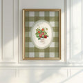 Vintage Green Strawberry Plaid Country Kitchen Canvas Poster