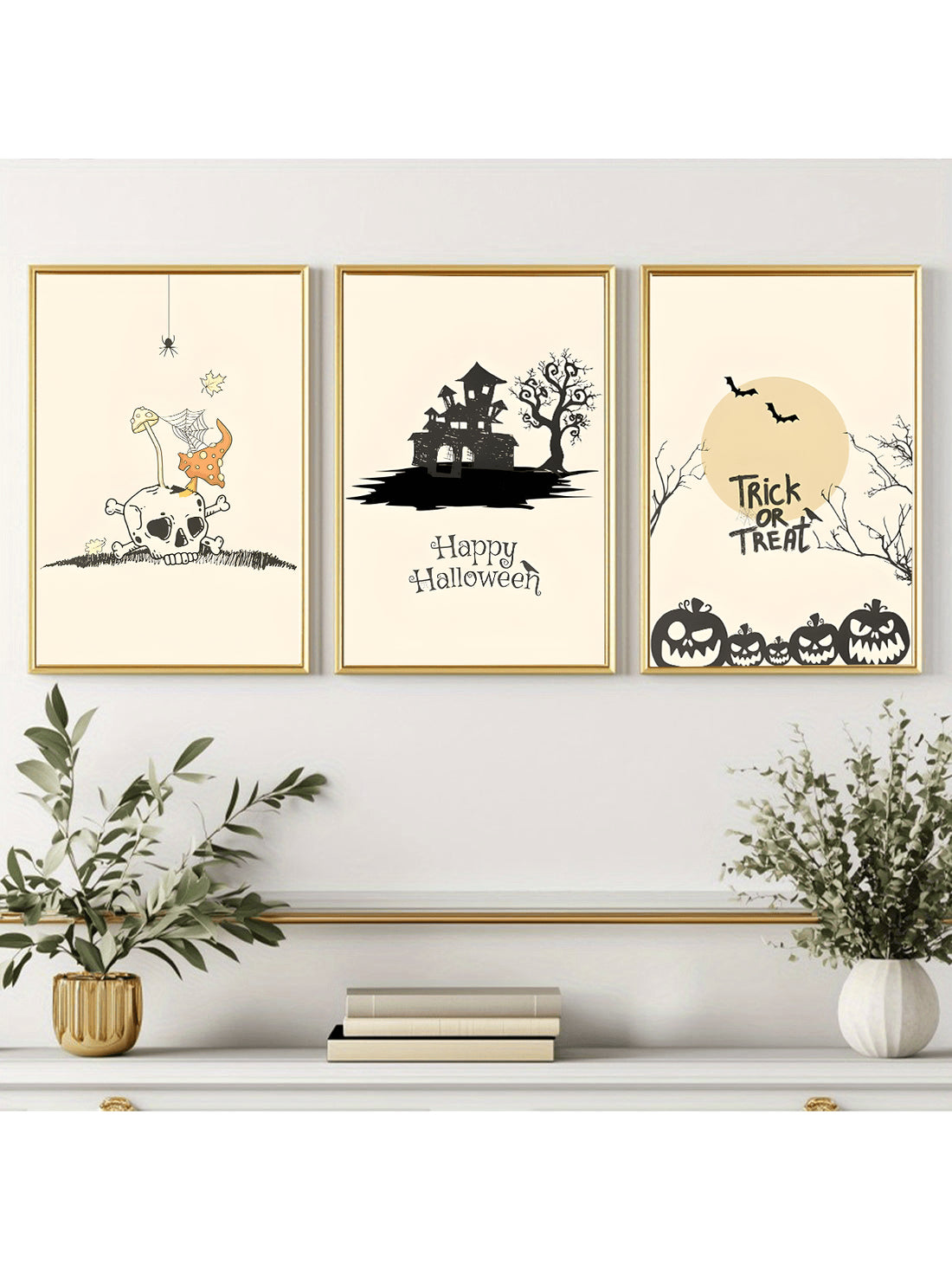 Elevate your Halloween decor with this expertly crafted 3-piece set featuring vintage-inspired skeleton and pumpkin artwork. Each piece adds a timeless, spooky charm to your home, perfect for creating an atmospheric and festive environment. Designed for easy wall display, this set blends classic Halloween motifs with artistic detail, enhancing your seasonal aesthetic with subtle sophistication. Ideal for collectors and enthusiasts seeking authentic vintage style in their holiday decorations.