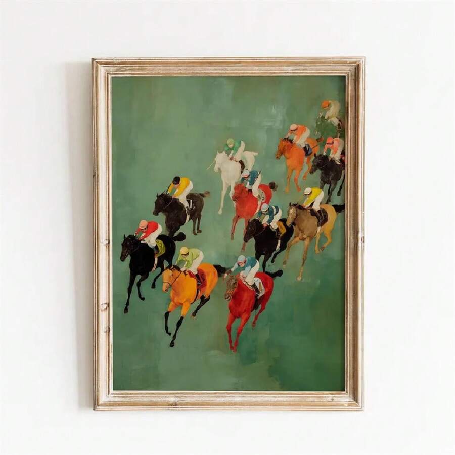 Bring timeless elegance to your space with this vintage horse racing poster. Printed on premium canvas, this unframed piece captures the dynamic energy and classic charm of equestrian sport. The waterproof canvas ensures durability and longevity, making it perfect for bedrooms, living rooms, or dining areas.