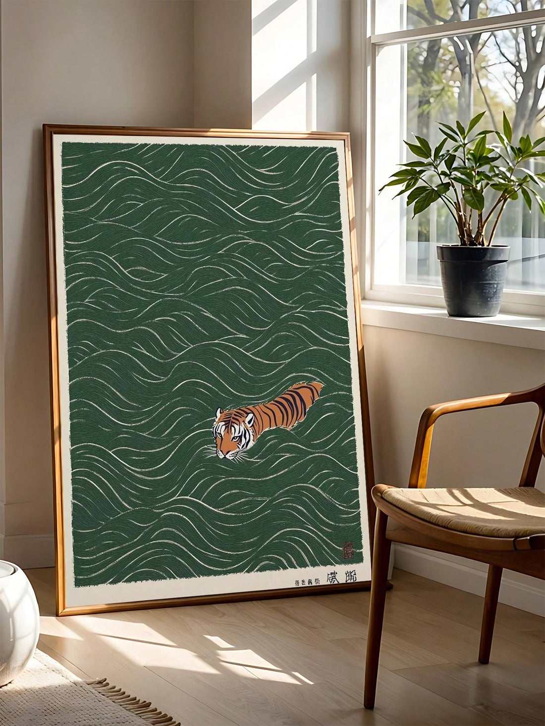 This striking canvas print merges traditional Japanese aesthetics with contemporary minimalist design.