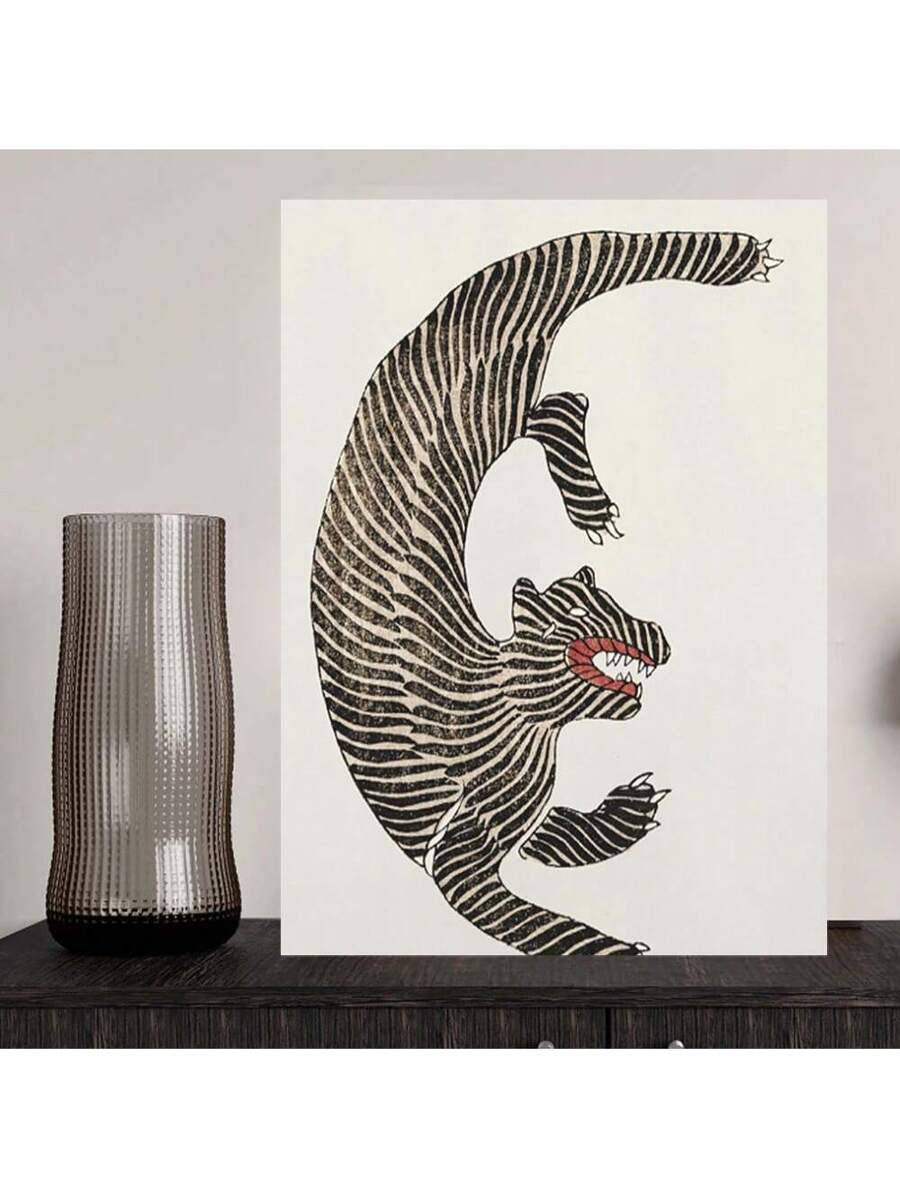 Add a touch of elegance and culture to your home or office with our Vintage Japanese Tiger Framed Poster. This retro animal artwork is the perfect addition to any room, providing a unique and eye-catching focal point. Its sleek black frame adds a touch of sophistication, making it an ideal choice for any decor style.