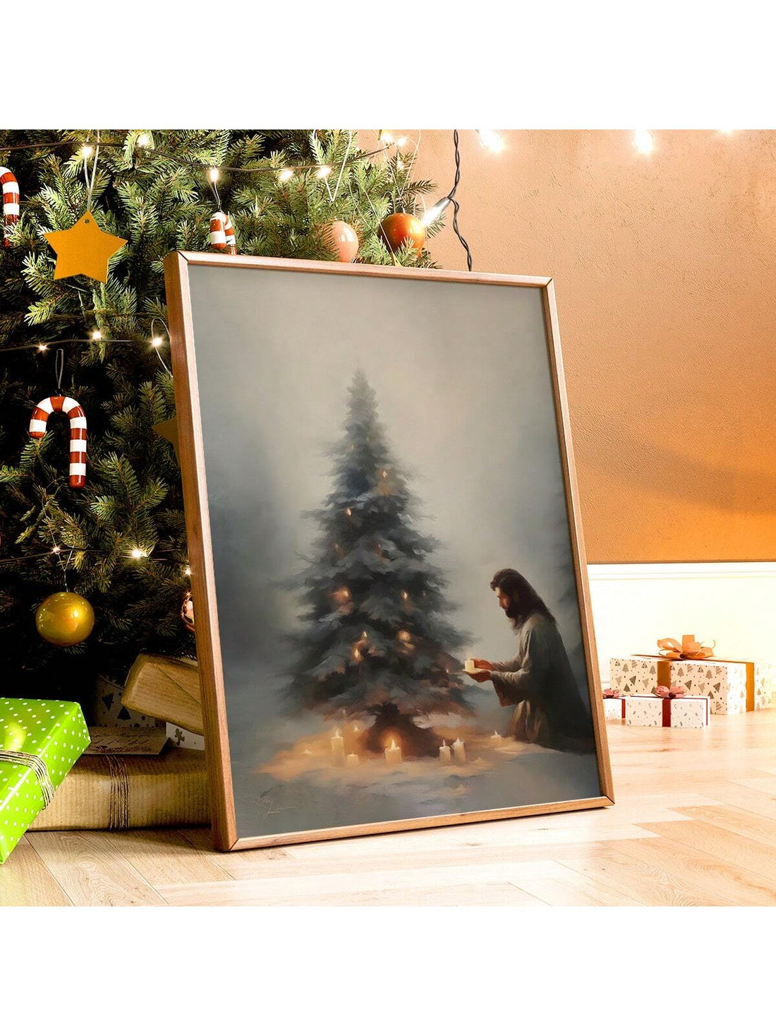 This striking vintage-style canvas artwork features a reverent depiction of Jesus Christ, perfect for adding spiritual meaning to any room. The timeless design combines classical artistic elements with warm, inviting tones that complement both traditional and contemporary interiors.