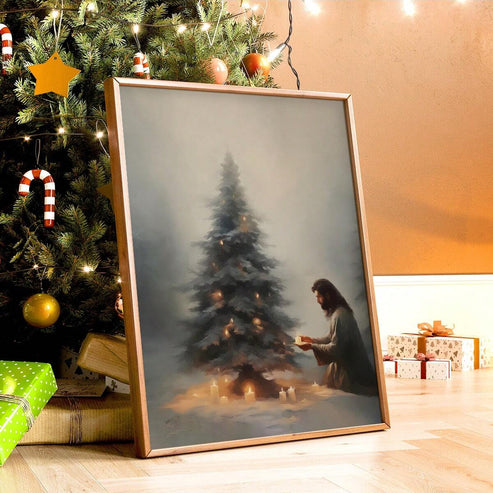 Vintage Jesus Christ canvas artwork for Christian home decor and holiday gifting