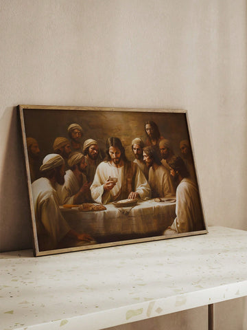 Enhance your Christian home decor with this vintage-style Jesus Christ canvas poster featuring the iconic Last Supper scene. Crafted to evoke timeless reverence, this wall art adds a meaningful focal point to any room. Its classic design and durable canvas material ensure lasting beauty, making it an ideal choice for those seeking to express faith through elegant and inspiring artwork.