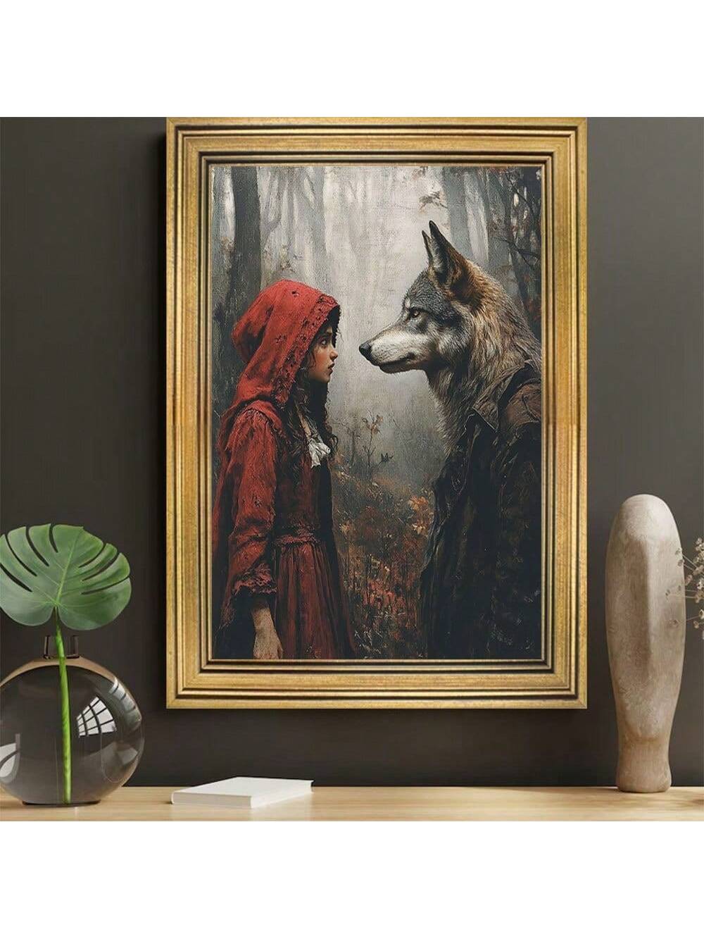 Capture the timeless tale of Little Red Riding Hood with this vintage-style canvas art, featuring the iconic characters in a classic design. Ideal for Halloween, this piece adds a nostalgic and eerie touch to your wall decor. Available with an optional frame, it offers a polished finish that enhances any room’s ambiance while celebrating a beloved story. Perfect for collectors and seasonal decorators seeking expert-quality artwork.