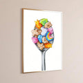 Vintage Lucky Charms Spoon Whimsical Cereal Kitchen Canvas Poster 