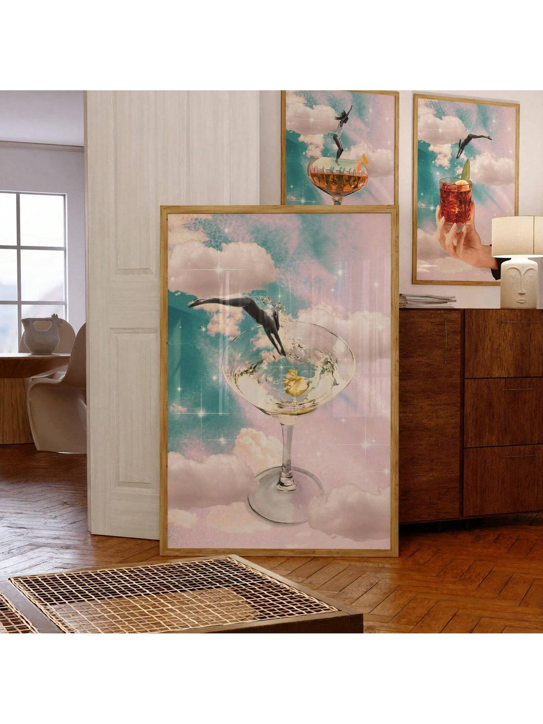 Elevate your home bar or tiki space with this Vintage Martini Collage Wall Art. Featuring a sophisticated tropical cocktail glass design, this poster blends classic charm with island-inspired aesthetics. Perfect for adding a refined yet relaxed atmosphere, it complements a variety of décor styles while celebrating cocktail culture. Crafted to enhance your entertaining area, this piece invites conversation and sets the mood for memorable gatherings.