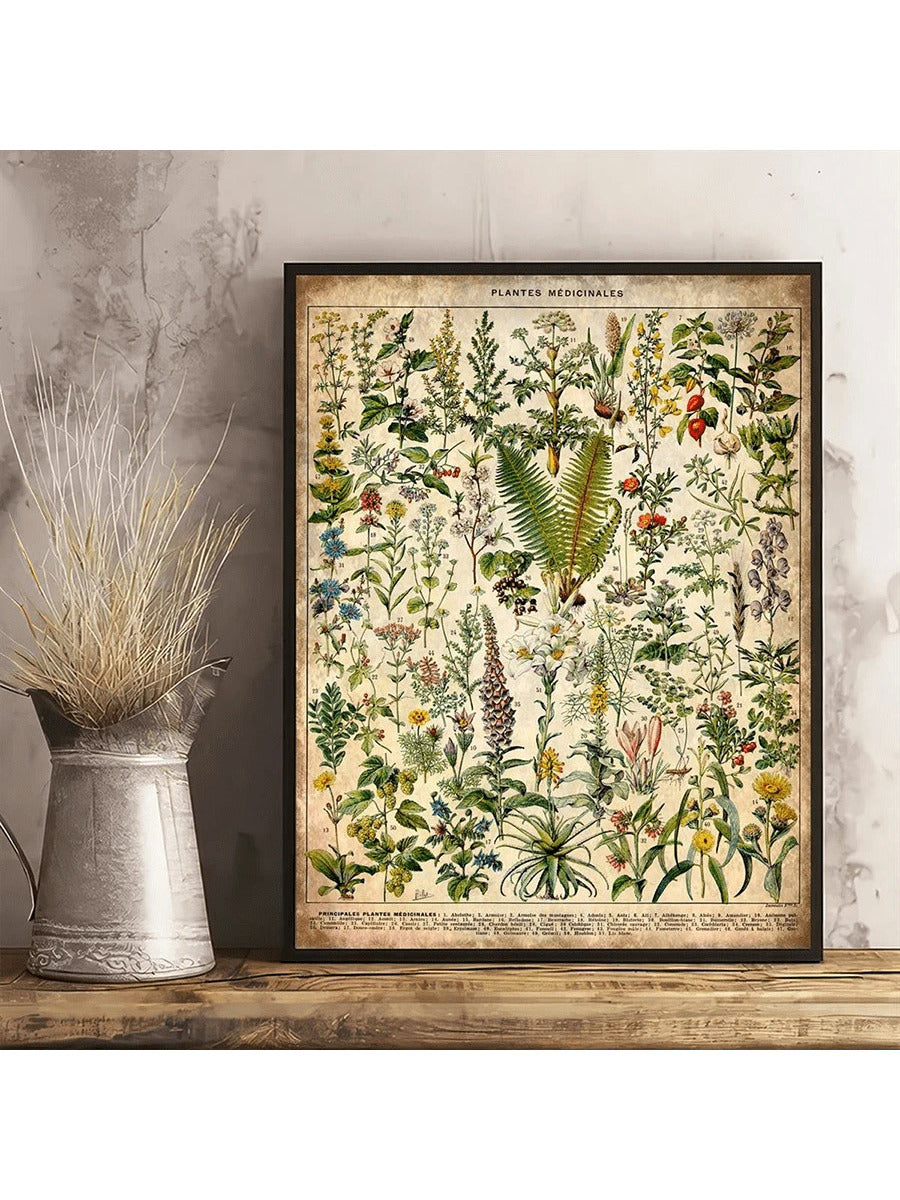 Bring a touch of vintage charm and botanical knowledge to your space with this Vintage Medicinal Herbs Canvas Poster. Carefully illustrated to showcase traditional medicinal plants, this educational wall art serves as both a decorative piece and a resourceful guide. Perfect for home libraries, offices, or wellness centers, it enriches your environment with historical insights into natural remedies while adding an elegant, timeless aesthetic. Crafted on durable canvas, it promises lasting beauty and clarity 