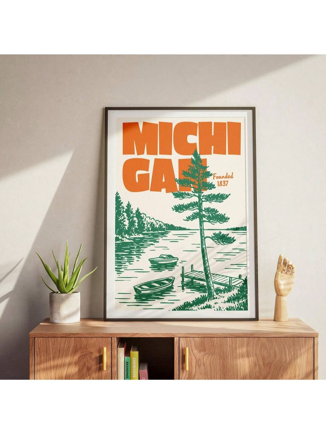 Celebrate the natural beauty of Michigan's iconic waterways with this vintage-inspired lake poster. Featuring authentic nautical design elements and a timeless aesthetic, this piece brings coastal charm to any room. Perfect for Midwest enthusiasts, lake house owners, or anyone drawn to maritime heritage, it serves as a striking focal point that evokes the tranquility of Great Lakes scenery. The classic color palette and detailed artwork complement both traditional and contemporary interiors, making it an id