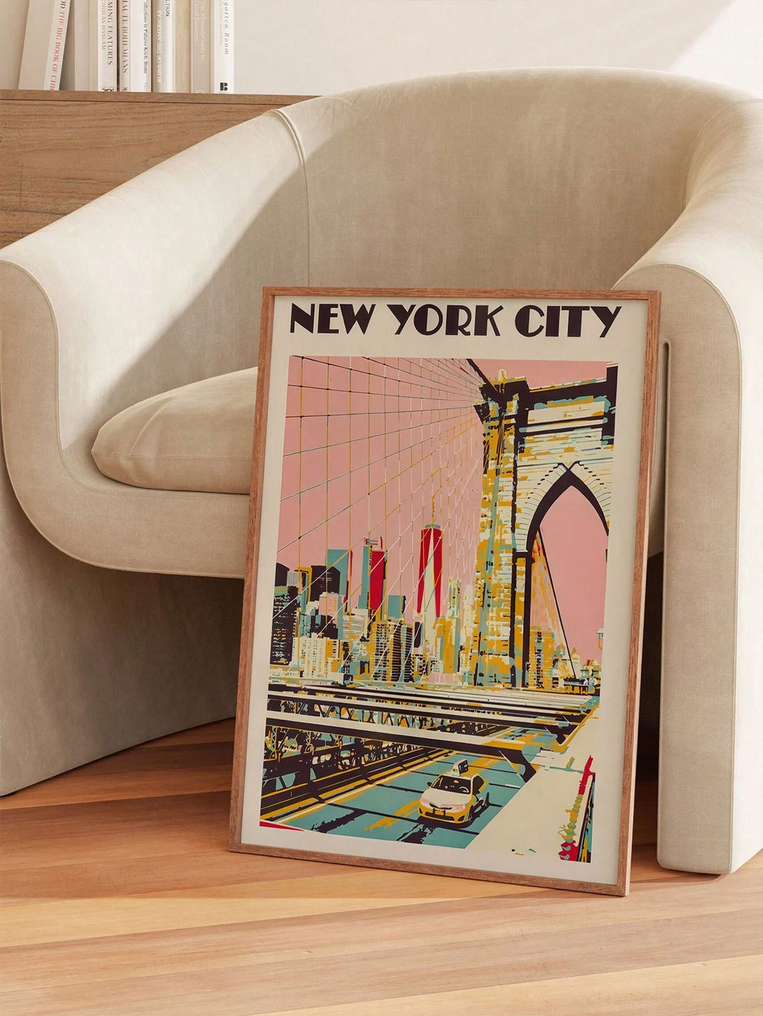 Transform your space with this vintage New York City canvas poster featuring the iconic Brooklyn Bridge. This retro art print adds sophisticated urban charm to living rooms, bedrooms, or home offices. The timeless monochrome aesthetic complements various interior styles while capturing the architectural grandeur and historical significance of this landmark structure.