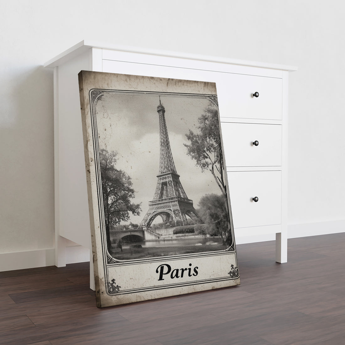 Transport your space to the romantic streets of Paris with this striking black and white Eiffel Tower canvas print. Rendered in timeless monochrome, this vintage-inspired artwork captures the iconic landmark's architectural elegance while maintaining a sophisticated, gallery-quality aesthetic. Perfect for living rooms, bedrooms, or above sofas, the neutral palette complements any interior design scheme.